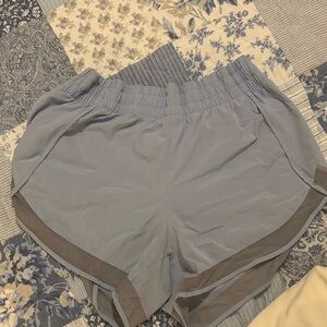Athleta Light Blue Athletic Shorts with Charcoal Trim